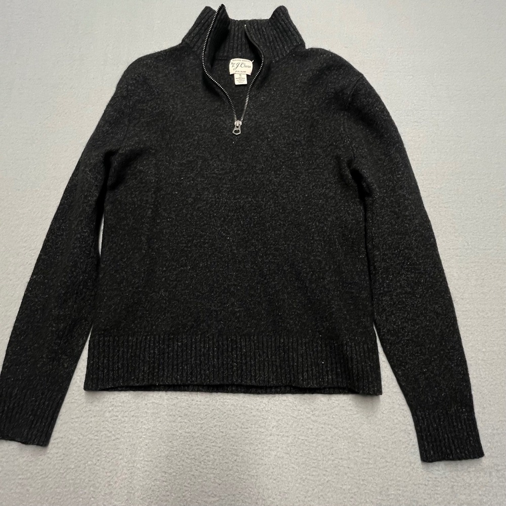 J.Crew Rugged Merino Wool Blend Quarter Zip Sweater Charcoal Gray Mens Small